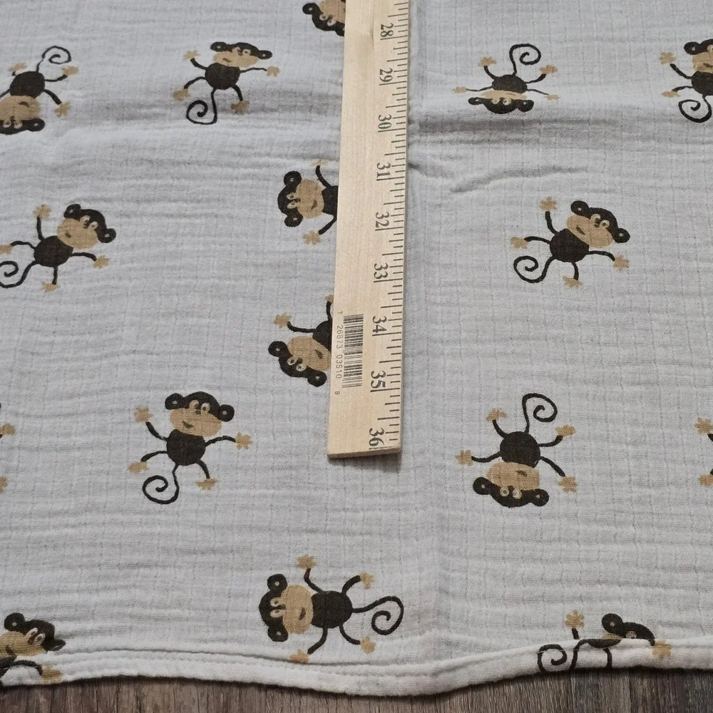 Aden + Anais Monkey Print Muslin Swaddle Blanket Kids OS White Brown Safari Boho